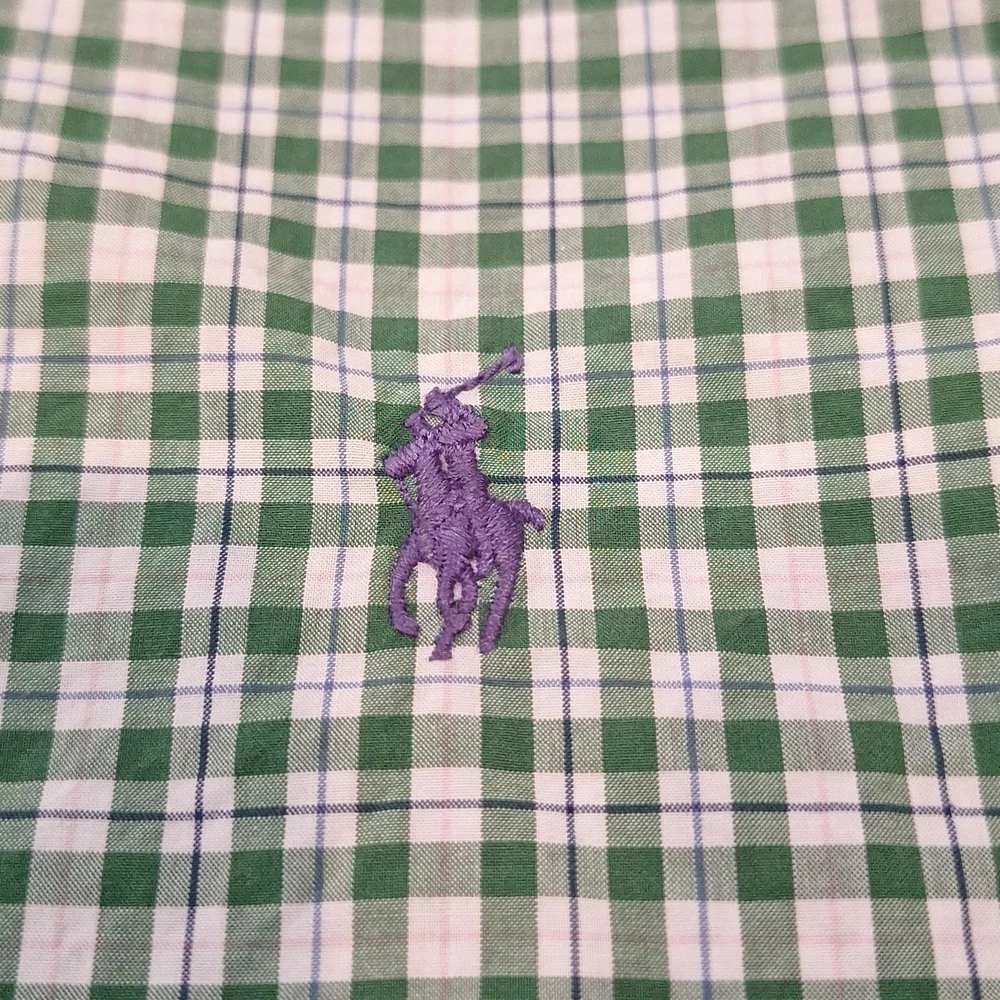Polo Ralph Lauren Green Plaid Purple Pony Men's Longsleeve Button Down Shirt‎ Sm - Picture 4 of 7